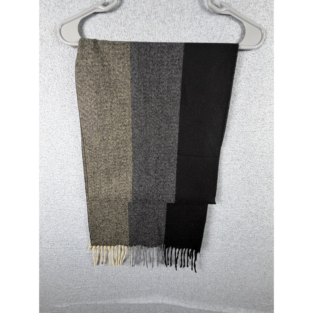 Striped Twill Scarf Mens‎ One Size Multicolor Fringe Winter Cashmere Feel